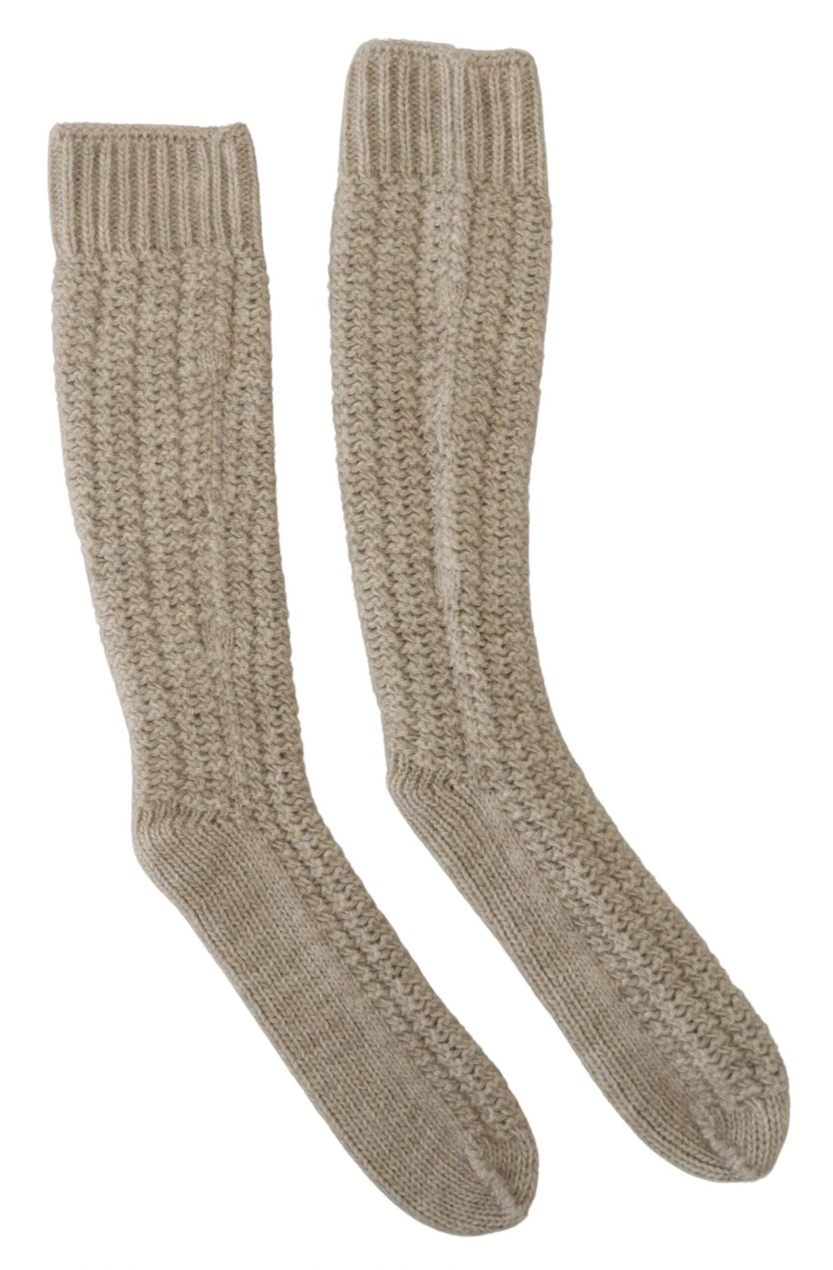 Dolce & Gabbana Beige Wool Knit Calf Long Women Socks by Dolce & Gabbana