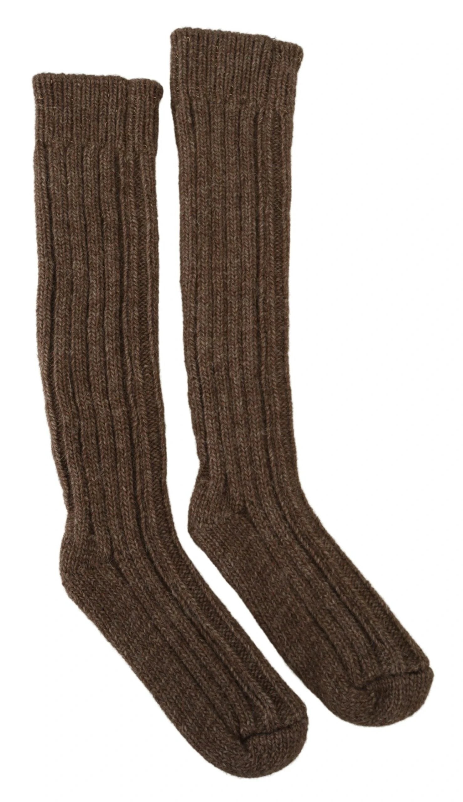 Dolce & Gabbana Brown Wool Knit Calf Long Women Socks by Dolce & Gabbana