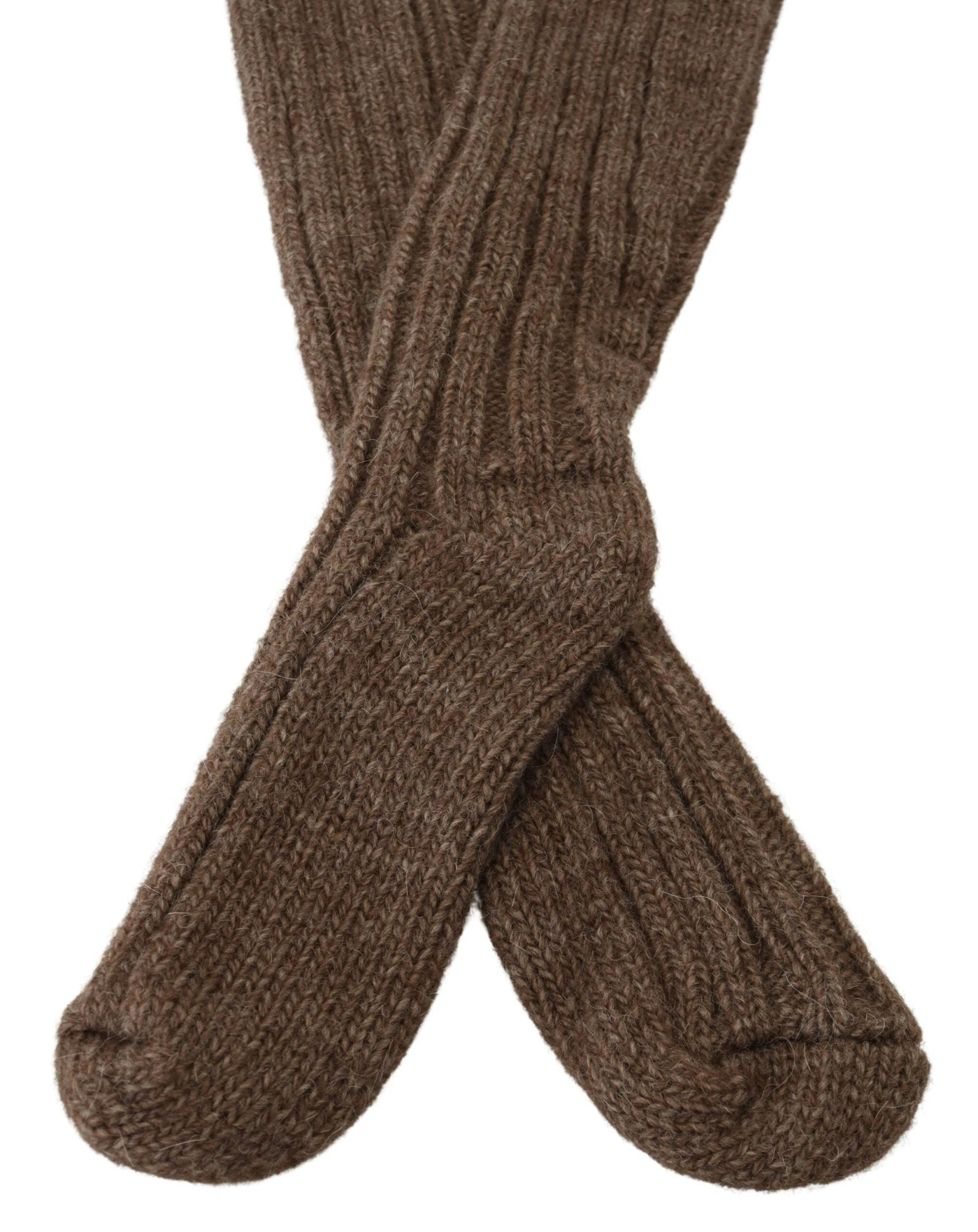 Dolce & Gabbana Brown Wool Knit Calf Long Women Socks by Dolce & Gabbana