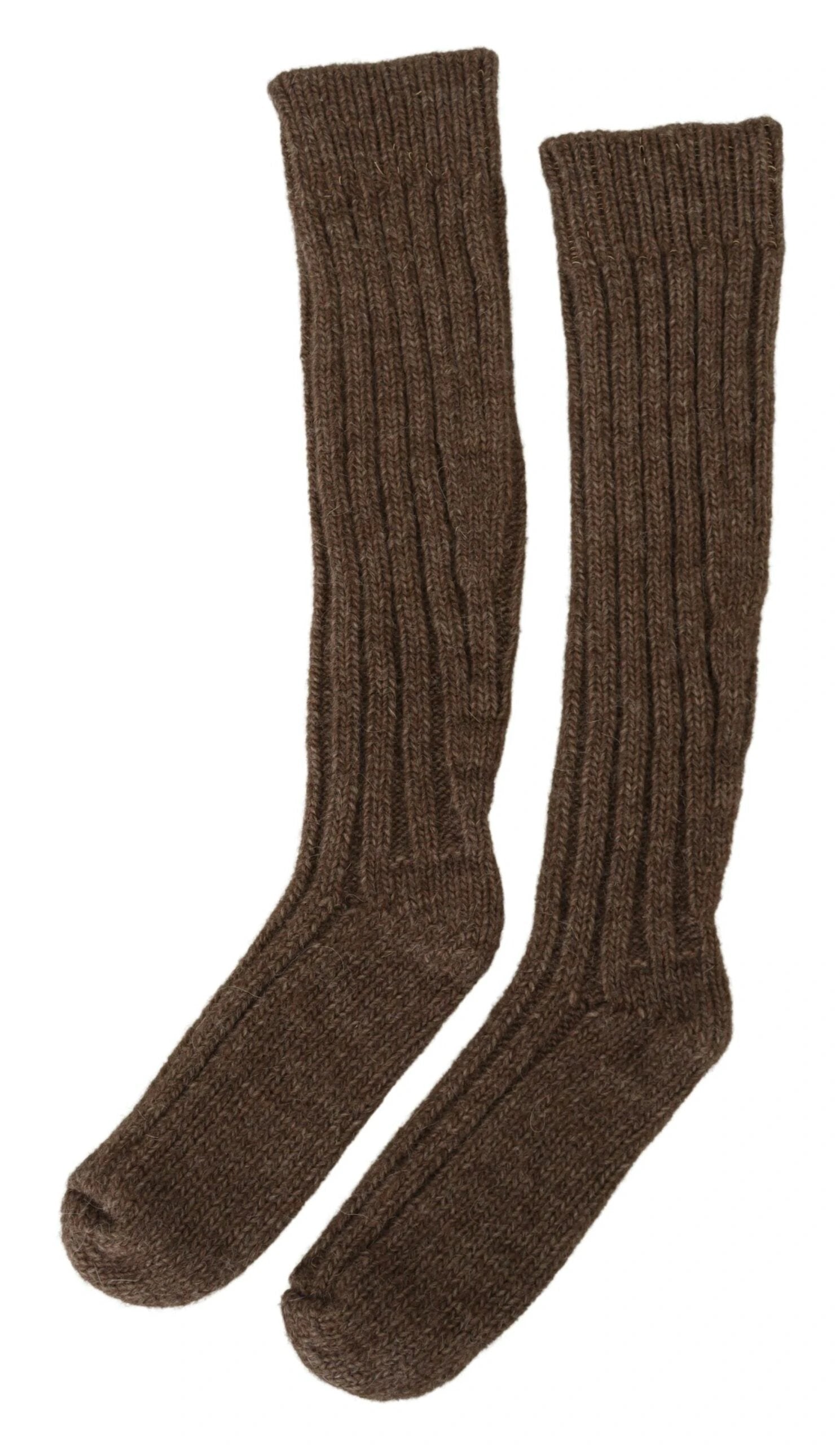 Dolce & Gabbana Brown Wool Knit Calf Long Women Socks by Dolce & Gabbana