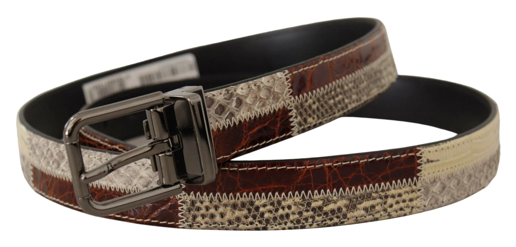 Dolce & Gabbana Multicolor Exotic Leather Patchwork Metal Belt by Dolce & Gabbana