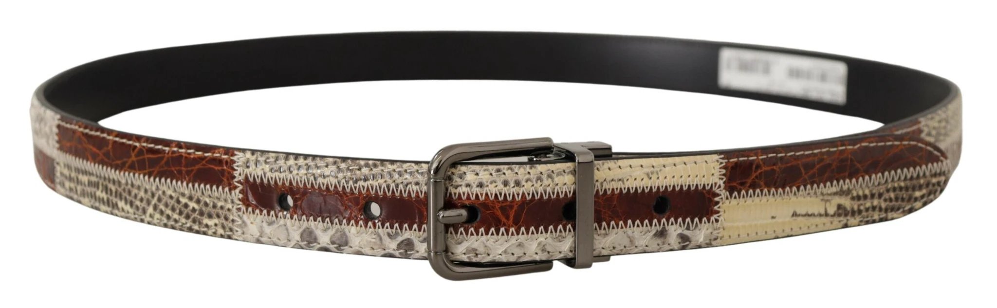 Dolce & Gabbana Multicolor Exotic Leather Patchwork Metal Belt by Dolce & Gabbana