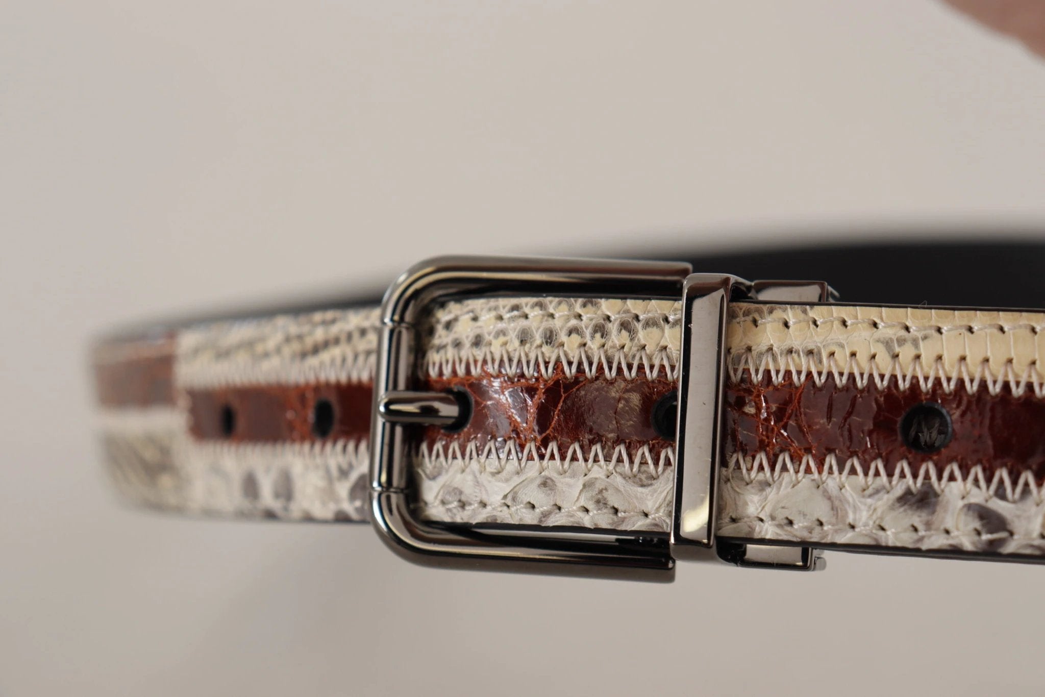 Dolce & Gabbana Multicolor Exotic Leather Patchwork Metal Belt by Dolce & Gabbana