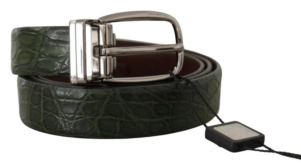 Dolce & Gabbana Green Exotic Leather Silver Buckle Belt by Dolce & Gabbana