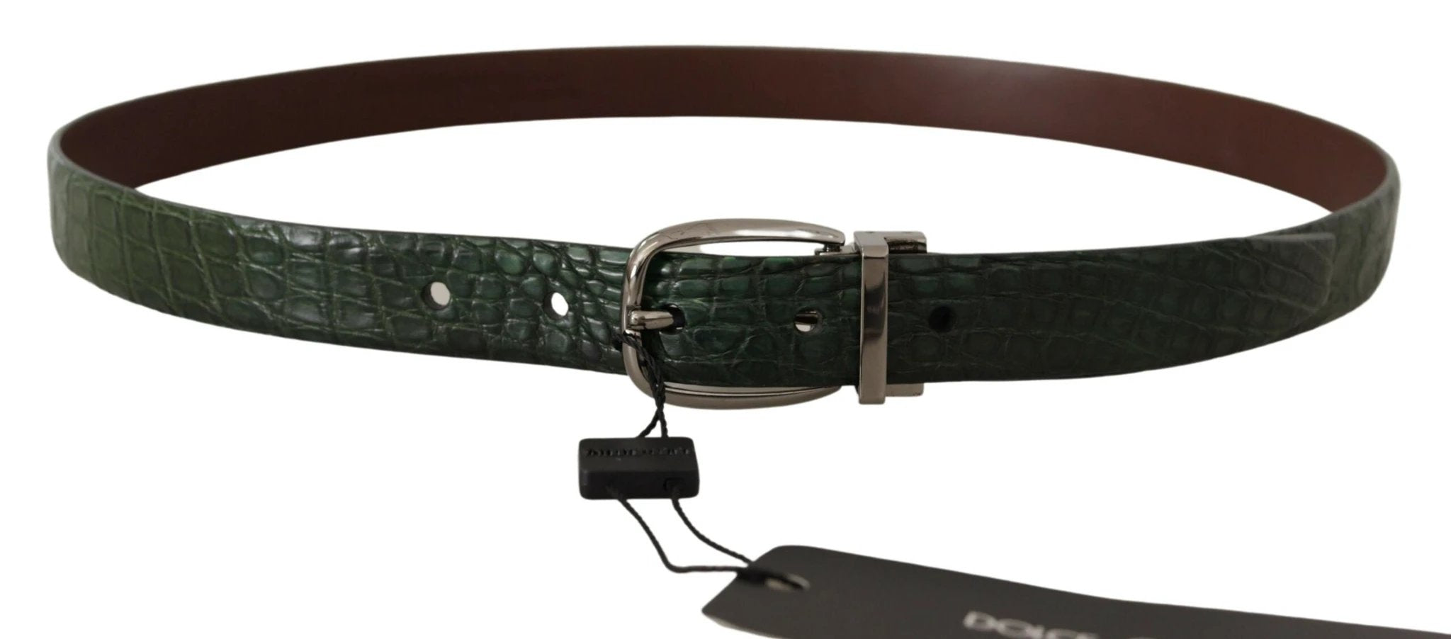 Dolce & Gabbana Green Exotic Leather Silver Buckle Belt by Dolce & Gabbana