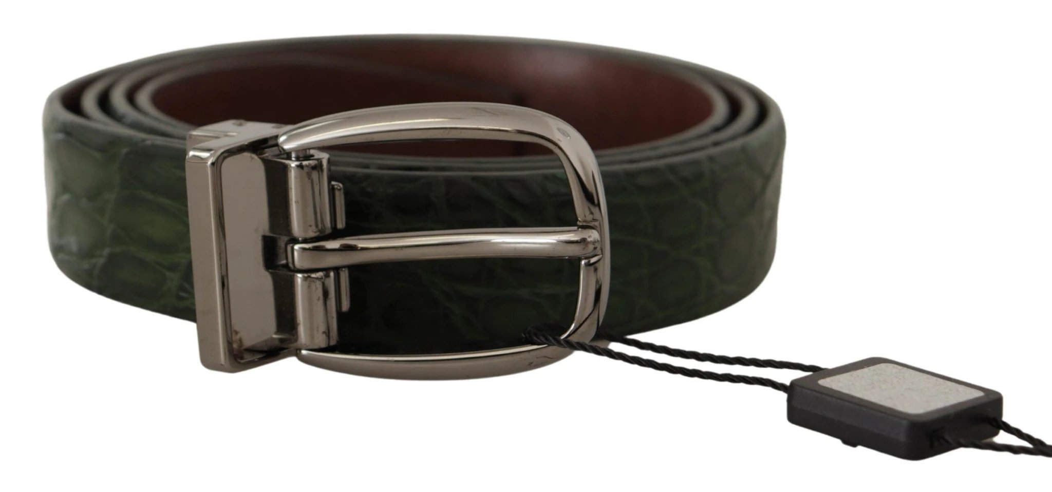 Dolce & Gabbana Green Exotic Leather Silver Buckle Belt by Dolce & Gabbana