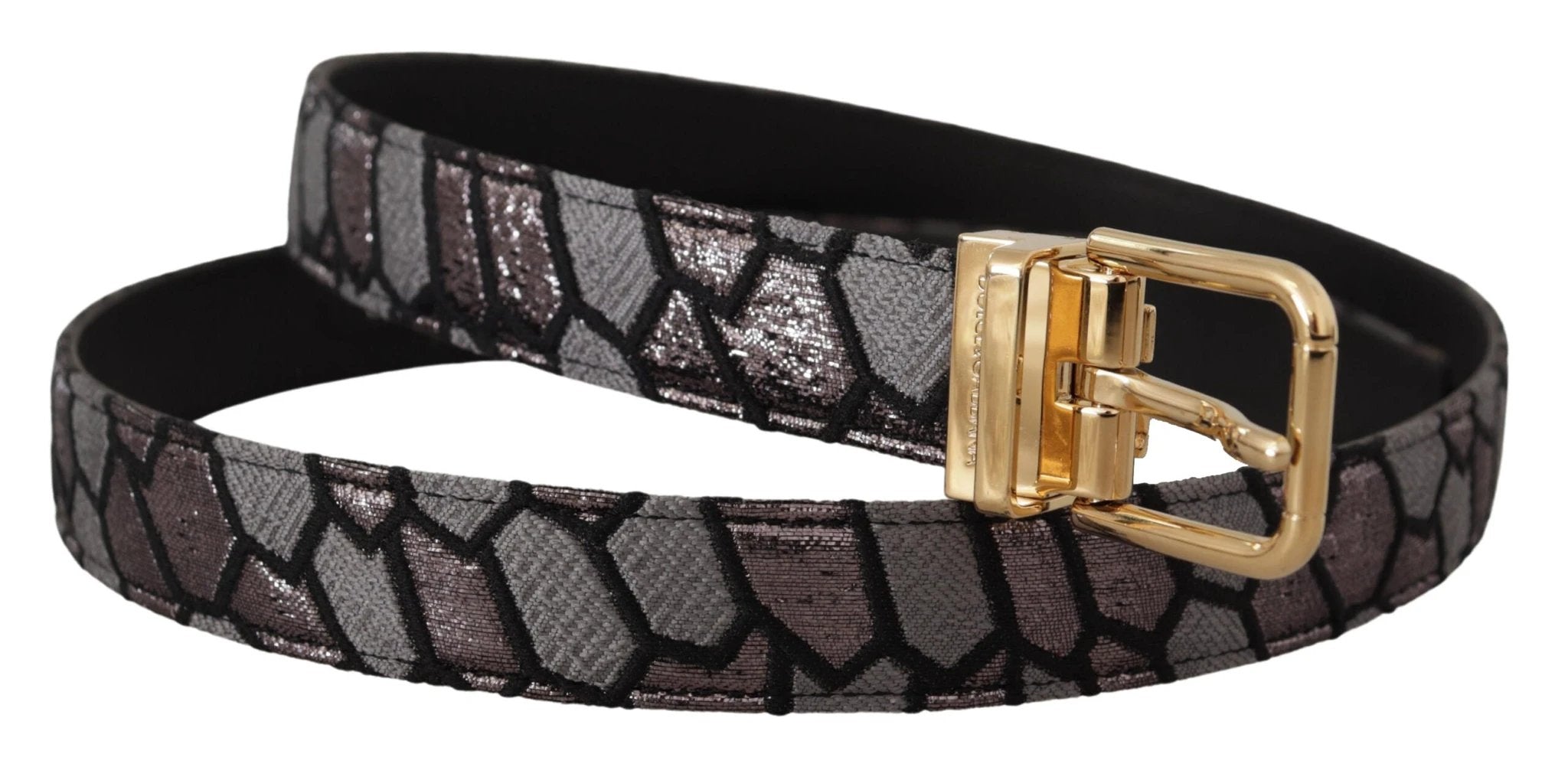 Dolce & Gabbana Multicolor Patchwork Leather Gold Jaquard Belt by Dolce & Gabbana
