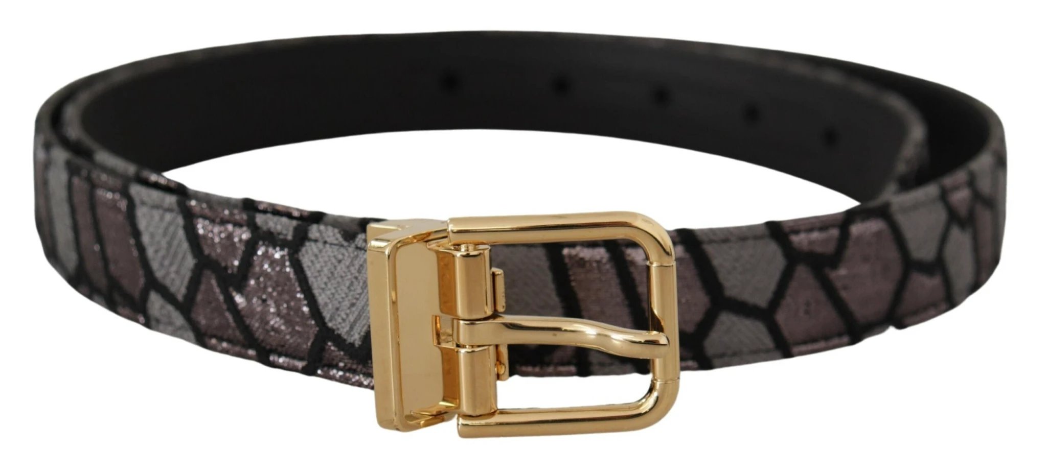 Dolce & Gabbana Multicolor Patchwork Leather Gold Jaquard Belt by Dolce & Gabbana