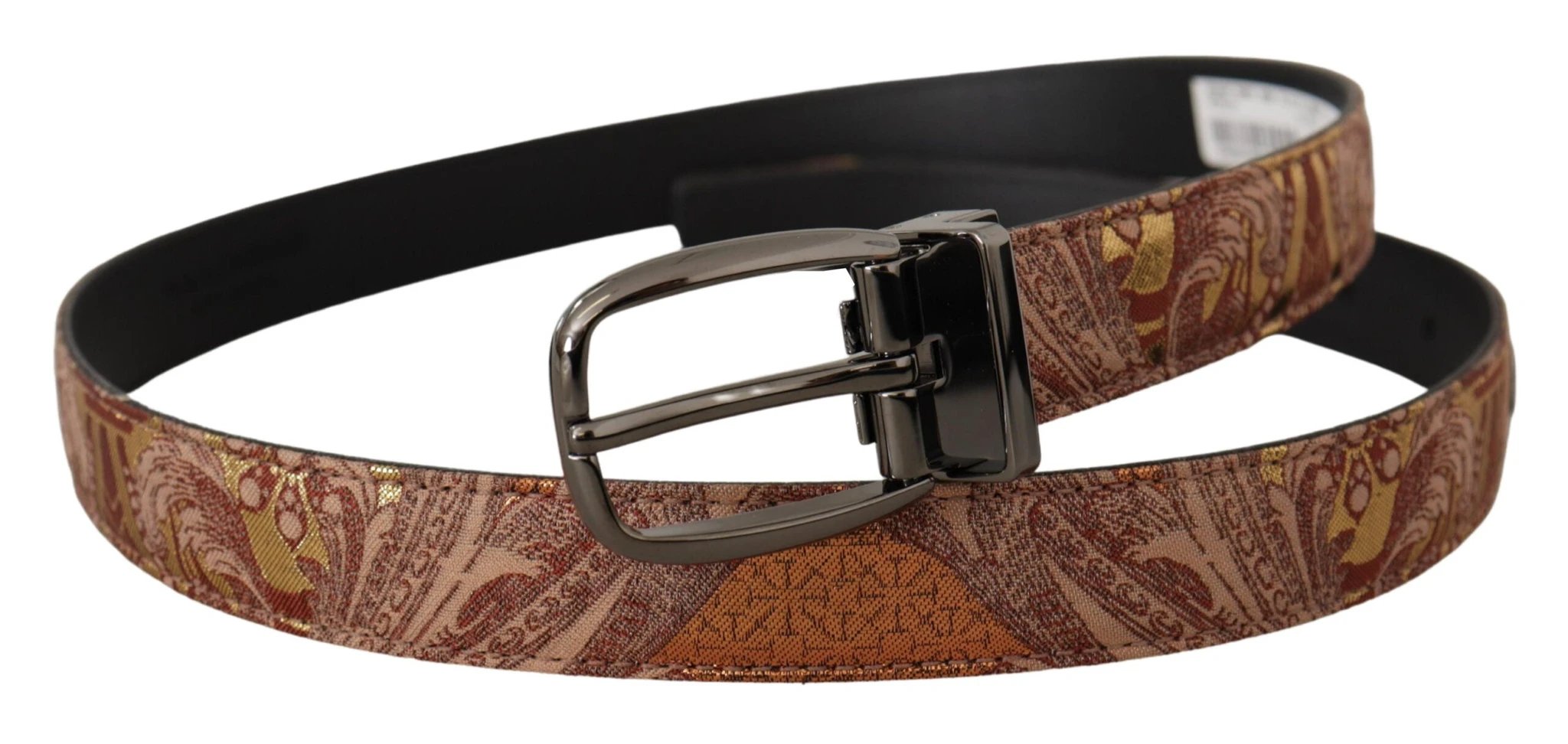 Dolce & Gabbana Multicolor Embossed Leather Black Metal Buckle Belt by Dolce & Gabbana