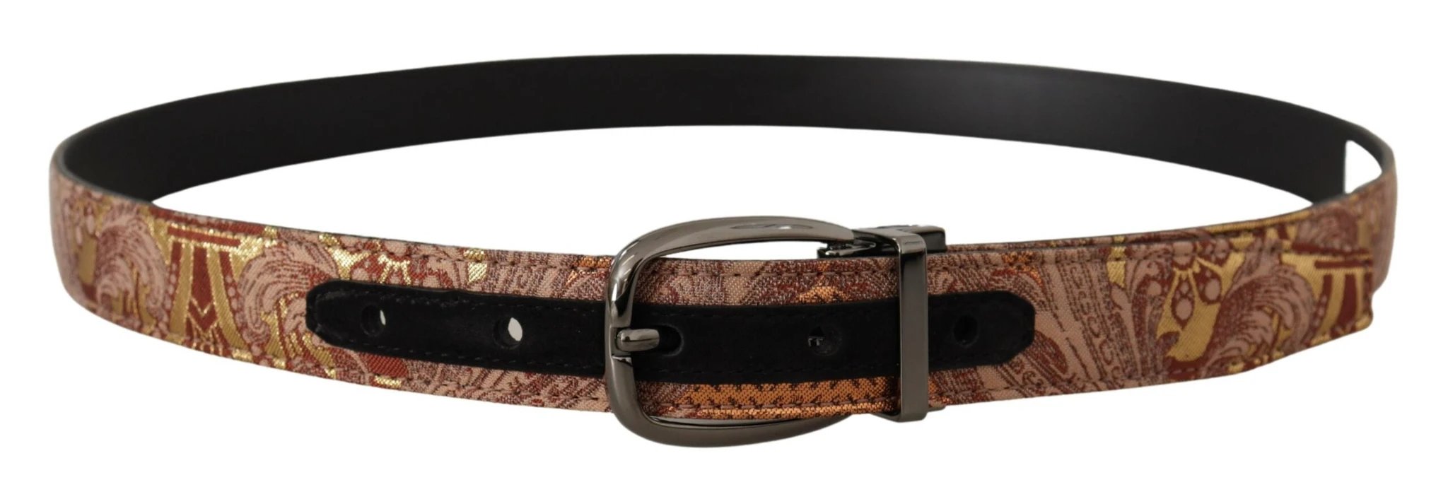 Dolce & Gabbana Multicolor Embossed Leather Black Metal Buckle Belt by Dolce & Gabbana