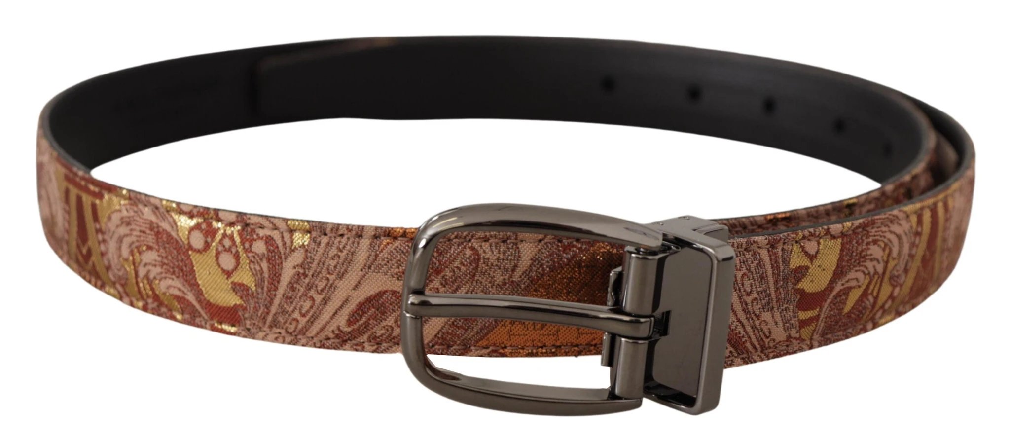Dolce & Gabbana Multicolor Embossed Leather Black Metal Buckle Belt by Dolce & Gabbana