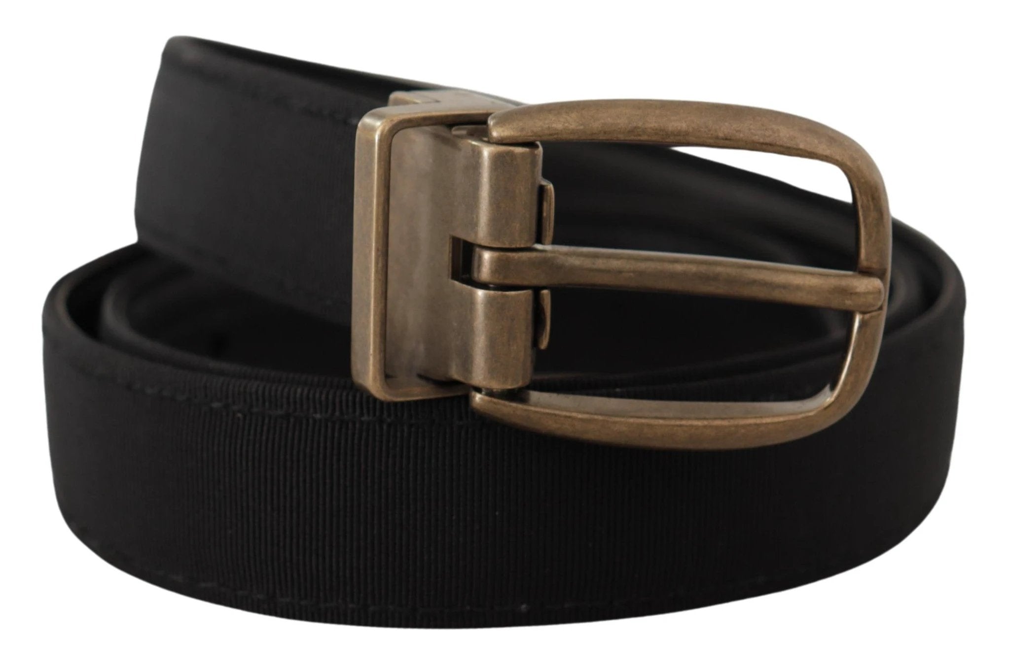 Dolce & Gabbana Black Grosgrain Leather Bronze Metal Belt by Dolce & Gabbana