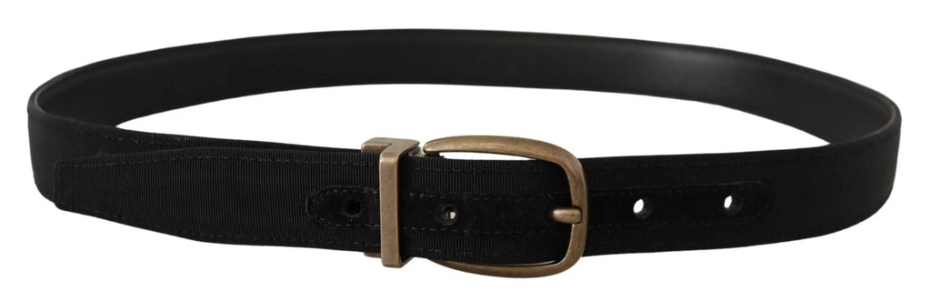 Dolce & Gabbana Black Grosgrain Leather Bronze Metal Belt by Dolce & Gabbana