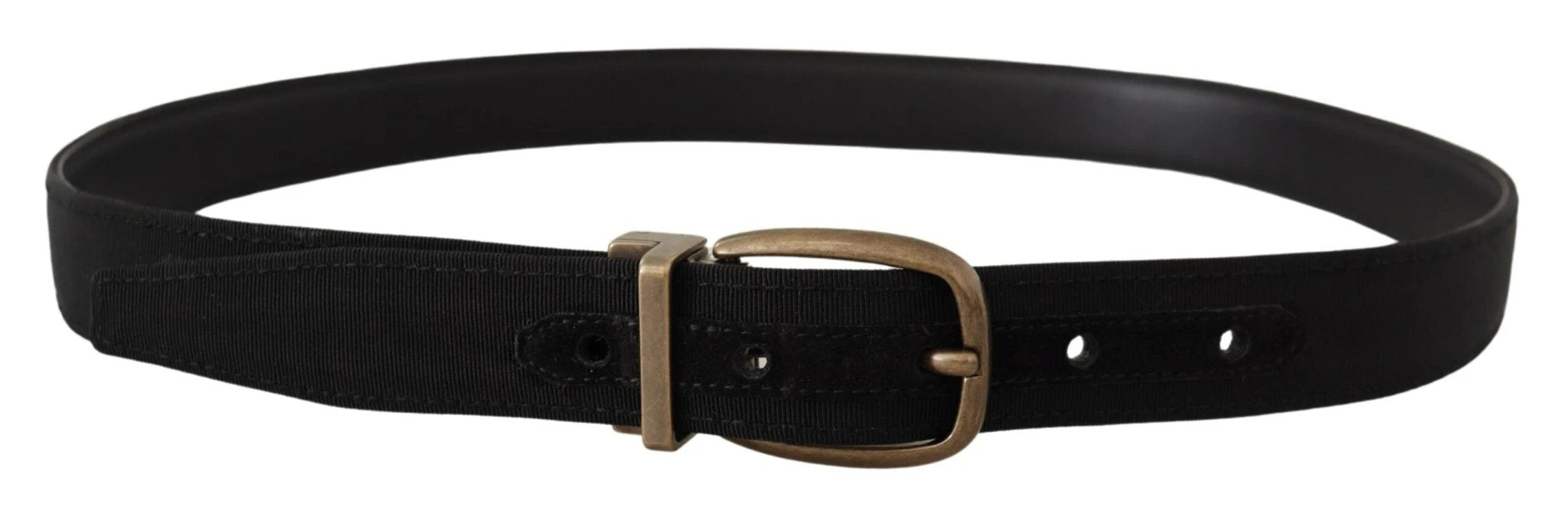 Dolce & Gabbana Black Grosgrain Leather Bronze Metal Belt by Dolce & Gabbana