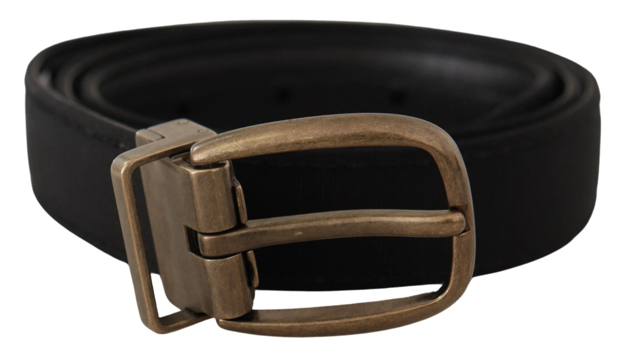 Dolce & Gabbana Black Grosgrain Leather Bronze Metal Belt by Dolce & Gabbana