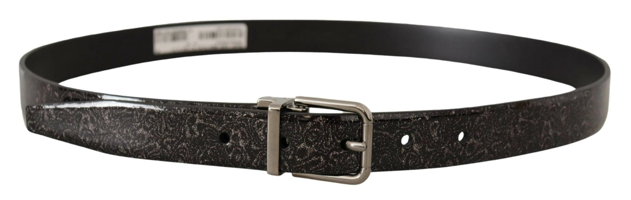 Dolce & Gabbana Black Goccia Glitter Patent Leather Buckle Vernice Belt by Dolce & Gabbana