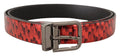 Dolce & Gabbana Red Herringbone Leather Gray Tone Buckle Belt by Dolce & Gabbana