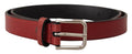Dolce & Gabbana Maroon Vitello Leather Silver Metal Belt by Dolce & Gabbana