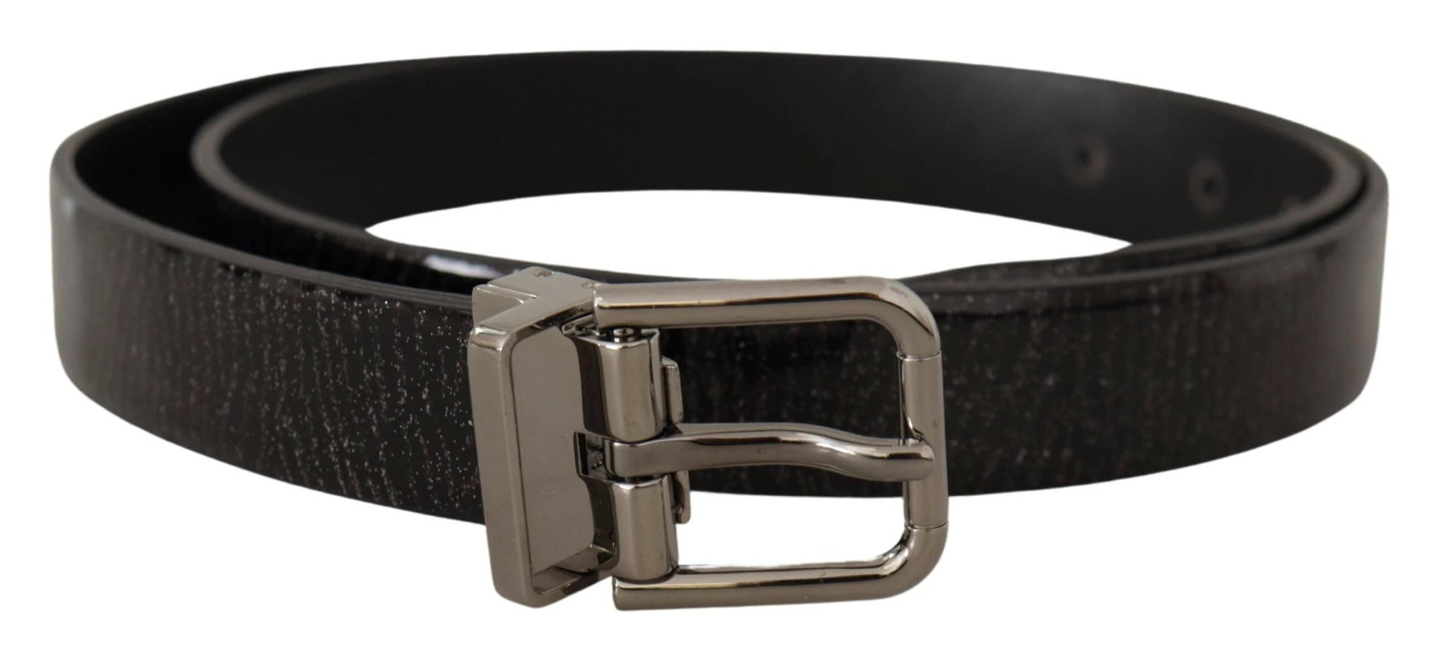 Dolce & Gabbana Black Leather Vernice Metal Buckle Belt by Dolce & Gabbana