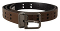Dolce & Gabbana Dark Brown Perforated Leather Metal Belt by Dolce & Gabbana