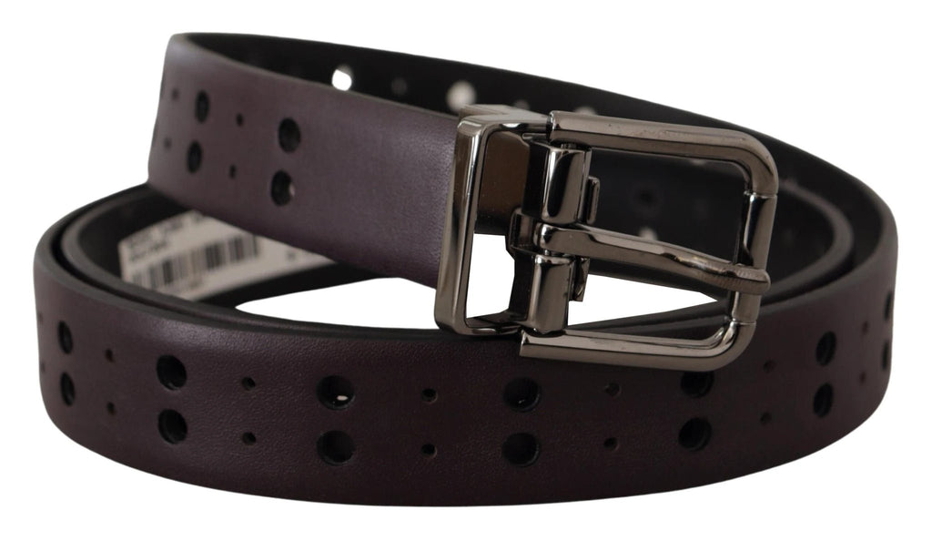 Dolce & Gabbana Burgundy Leather Perforated Metal Buckle Belt by Dolce & Gabbana