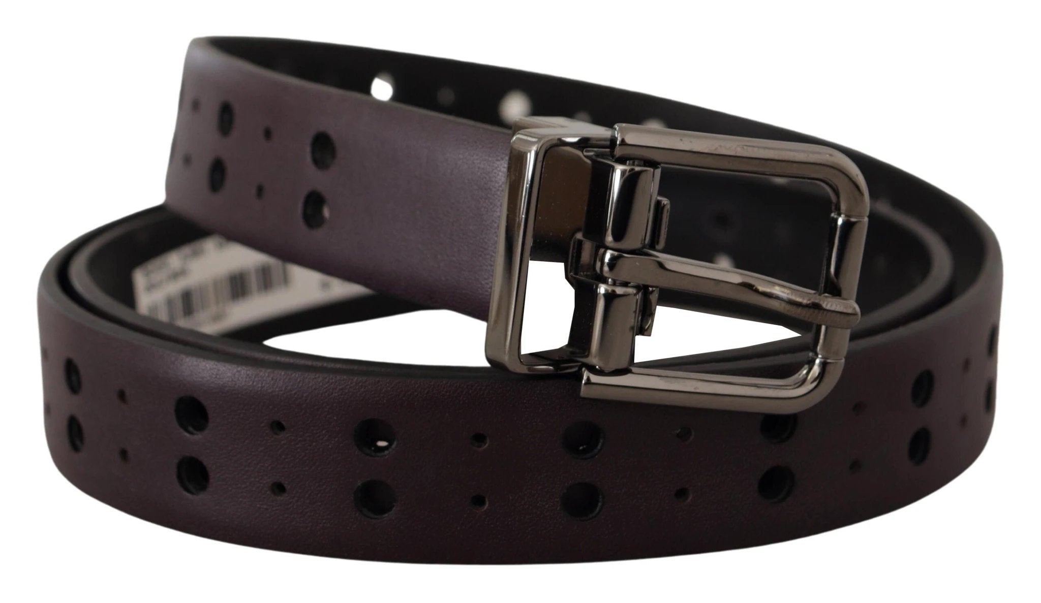 Dolce & Gabbana Burgundy Leather Perforated Metal Buckle Belt by Dolce & Gabbana