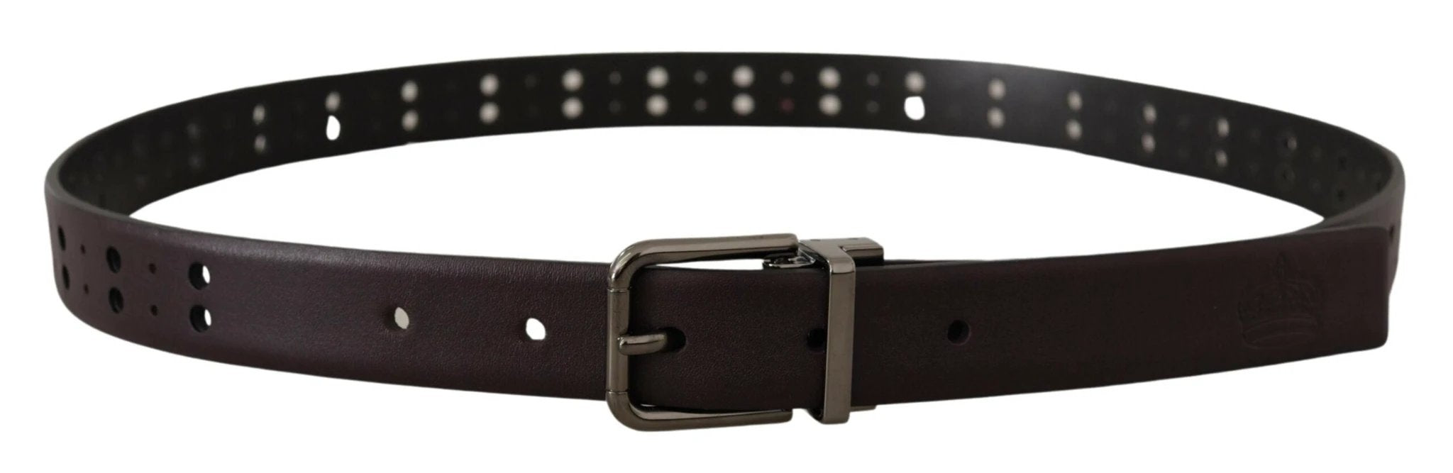 Dolce & Gabbana Burgundy Leather Perforated Metal Buckle Belt by Dolce & Gabbana