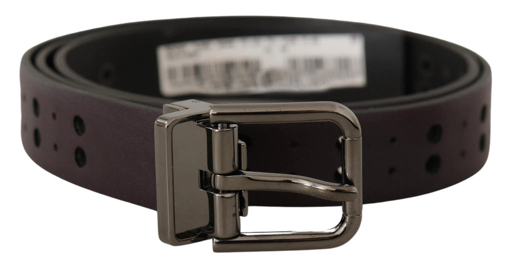 Dolce & Gabbana Burgundy Leather Perforated Metal Buckle Belt by Dolce & Gabbana