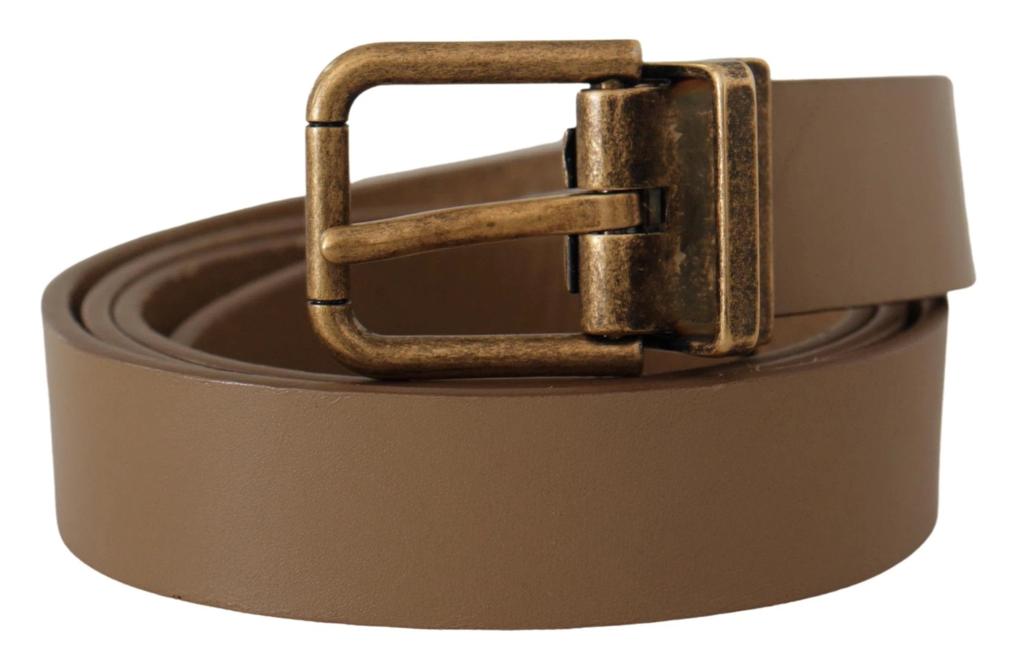 Dolce & Gabbana Brown Solid Leather Brass Buckle Classic Belt by Dolce & Gabbana