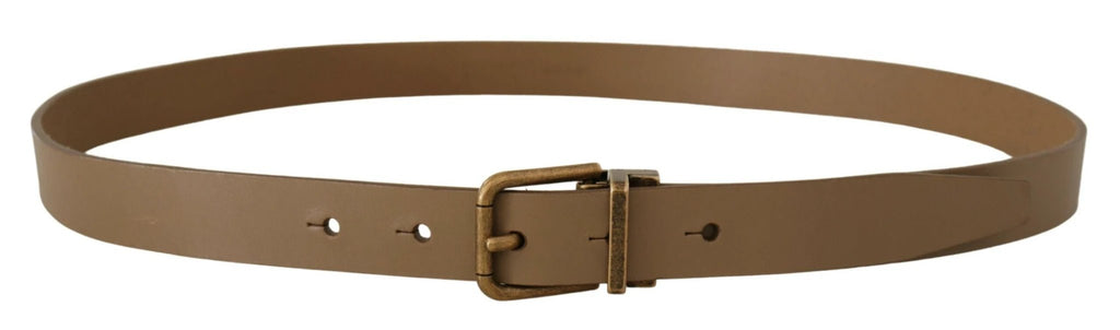 Dolce & Gabbana Brown Solid Leather Brass Buckle Classic Belt by Dolce & Gabbana