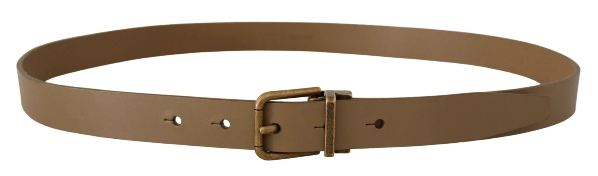 Dolce & Gabbana Brown Solid Leather Brass Buckle Classic Belt by Dolce & Gabbana