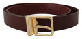 Dolce & Gabbana Maroon Vitello Leather Gold Metal Buckle Belt by Dolce & Gabbana
