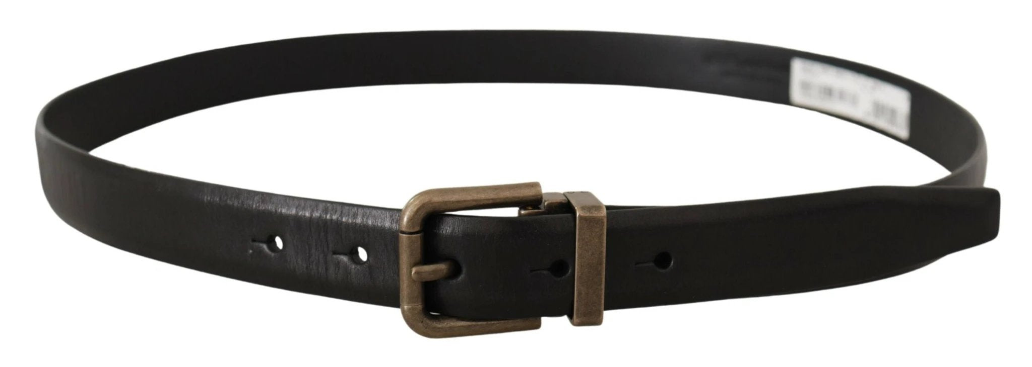 Dolce & Gabbana Black Calf Leather Brushed Brass Box Buckle Belt by Dolce & Gabbana