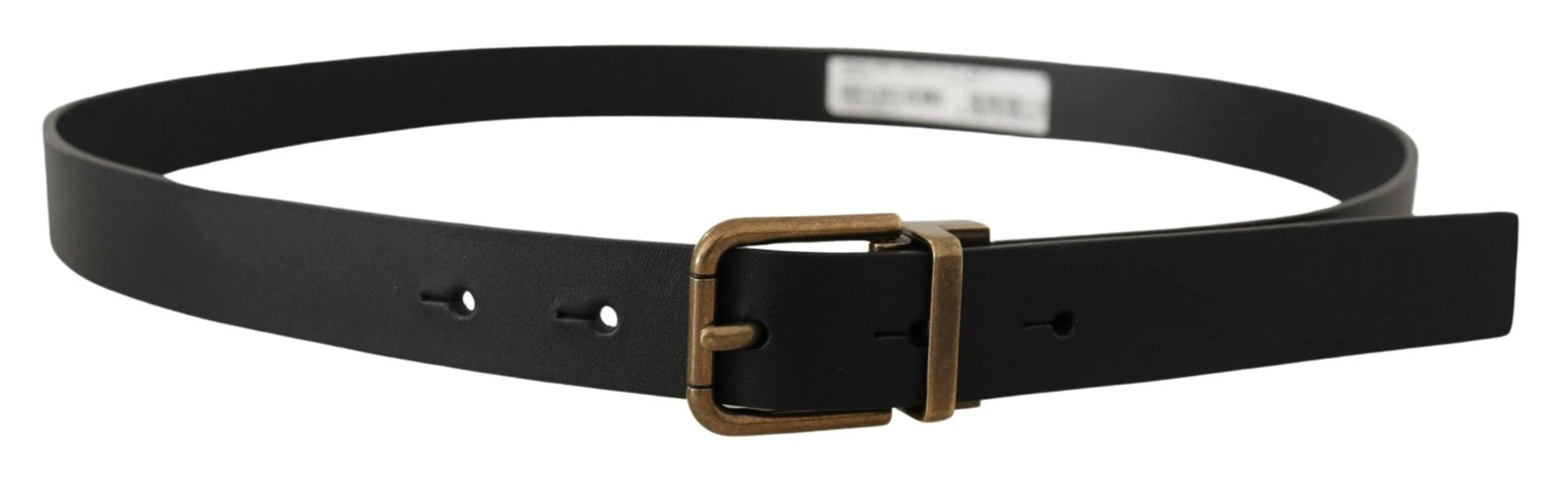 Dolce & Gabbana Black Leather Brass Metal Box Buckle Belt by Dolce & Gabbana