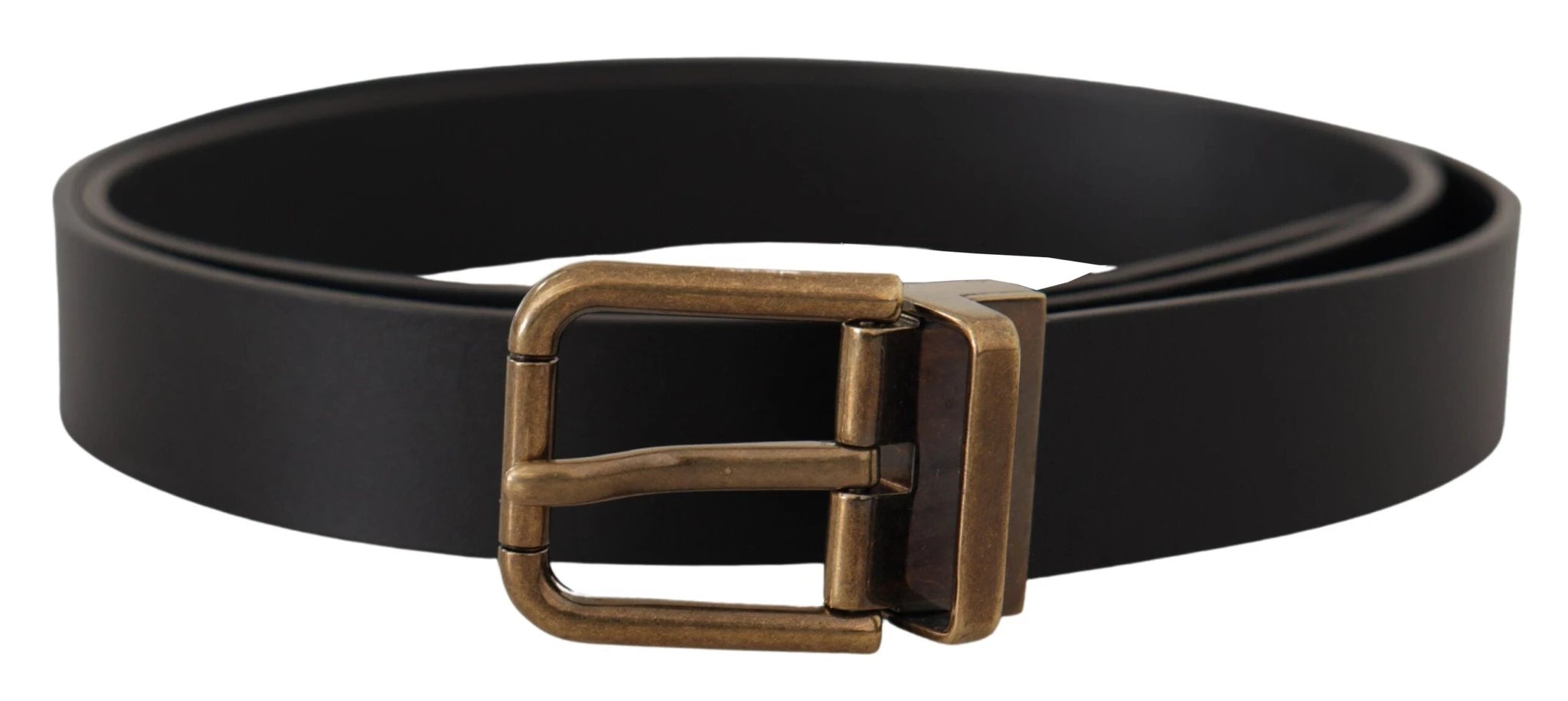 Dolce & Gabbana Black Leather Brass Metal Box Buckle Belt by Dolce & Gabbana
