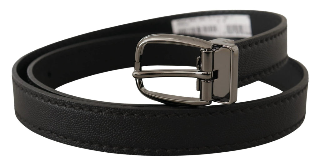 Dolce & Gabbana Black Leather Metal Logo Buckle Belt by Dolce & Gabbana