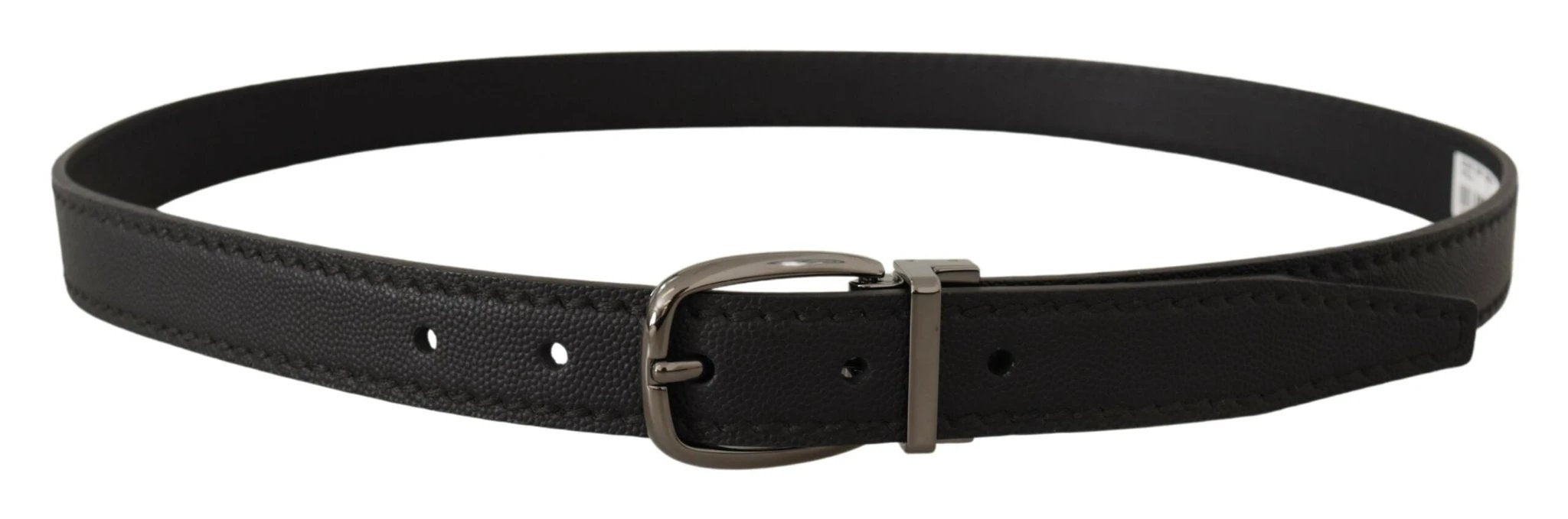 Dolce & Gabbana Black Leather Metal Logo Buckle Belt by Dolce & Gabbana