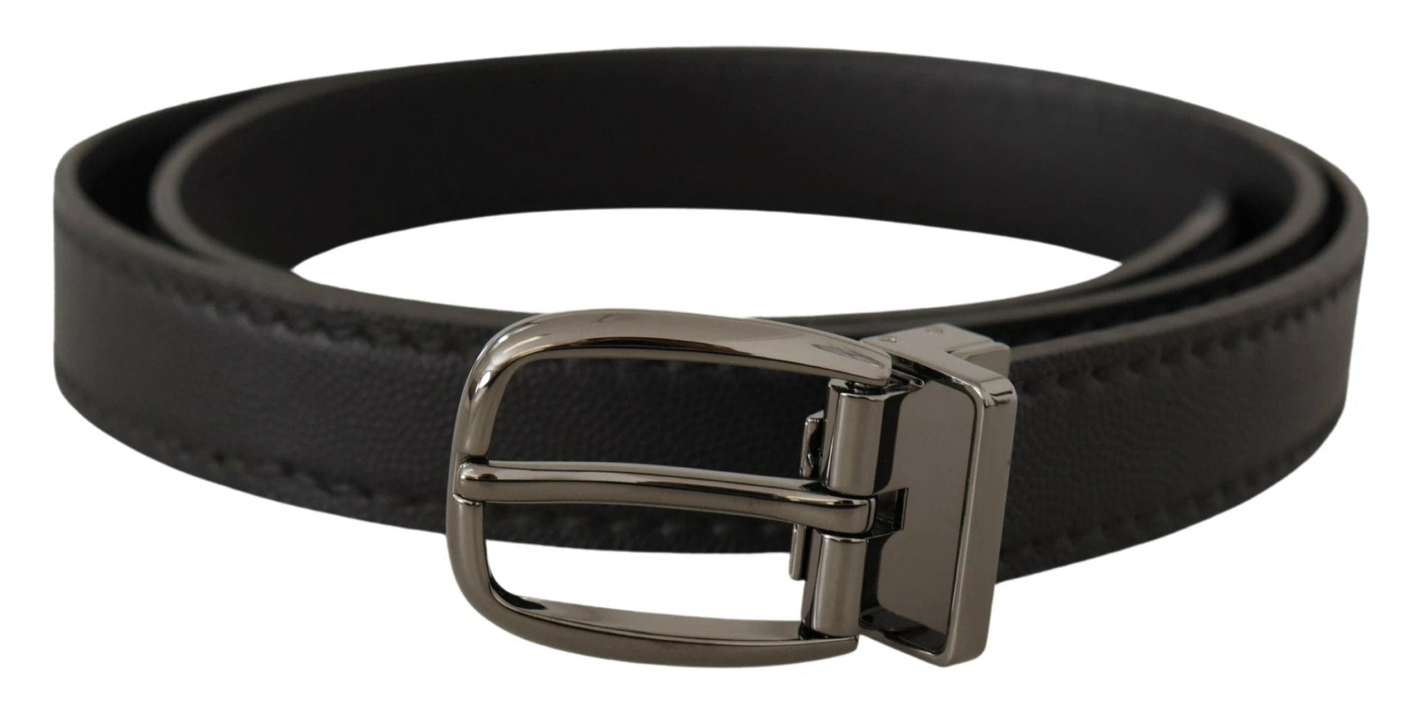 Dolce & Gabbana Black Leather Metal Logo Buckle Belt by Dolce & Gabbana