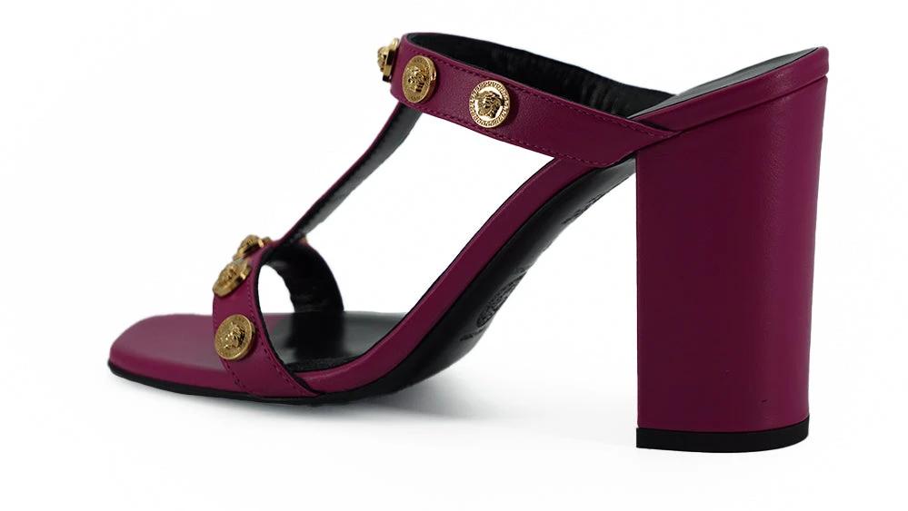 Versace Purple Calf Leather High Heel Sandals by Versace