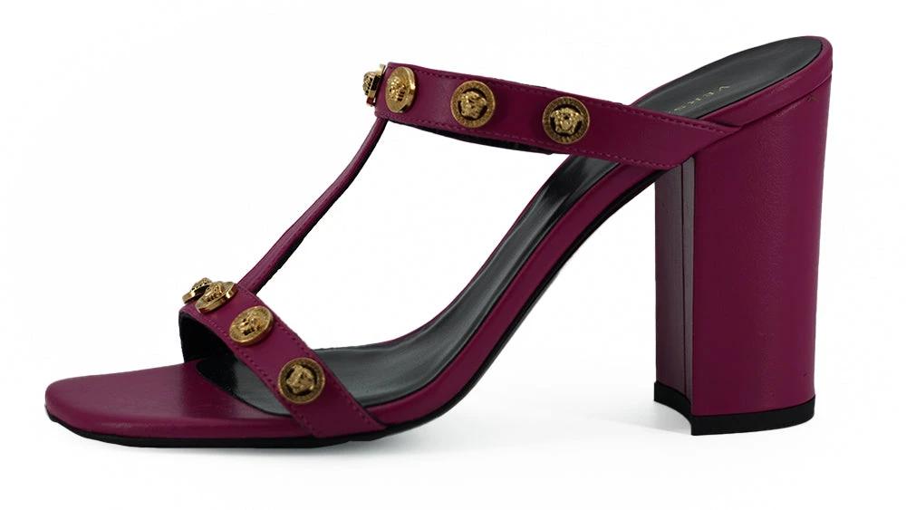 Versace Purple Calf Leather High Heel Sandals by Versace