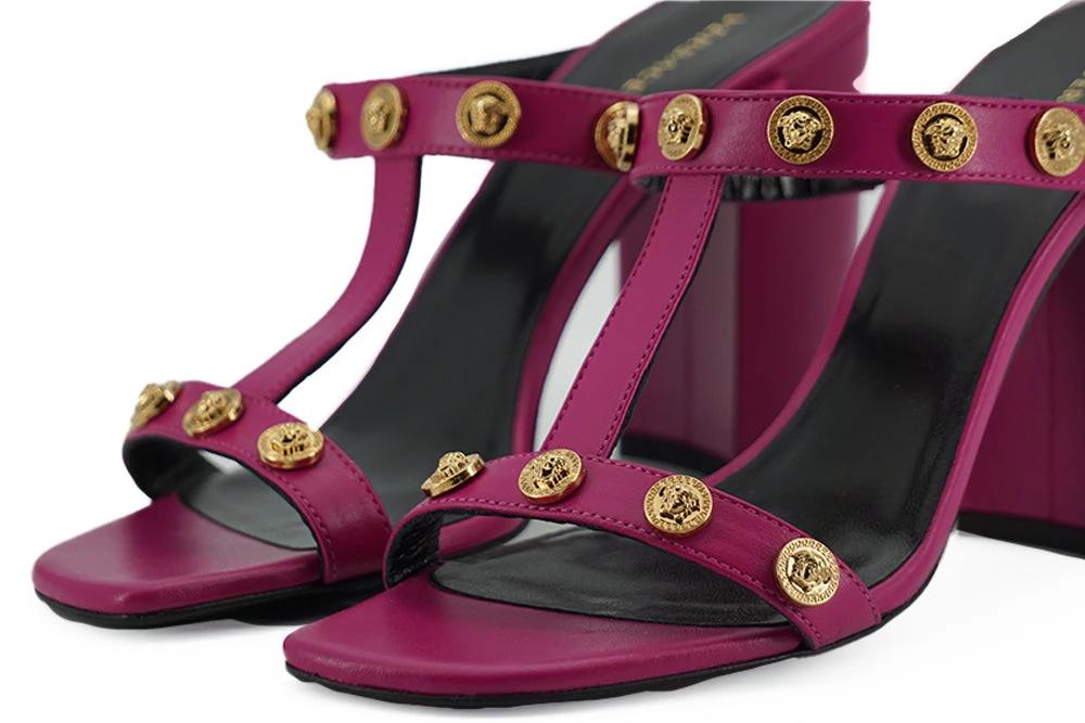 Versace Purple Calf Leather High Heel Sandals by Versace