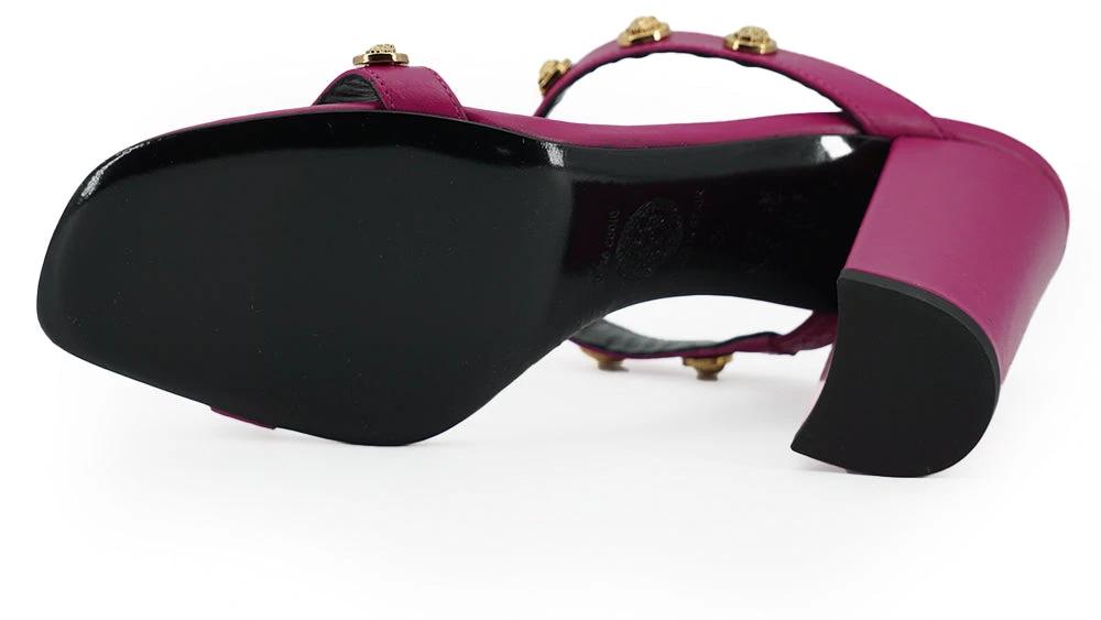 Versace Purple Calf Leather High Heel Sandals by Versace