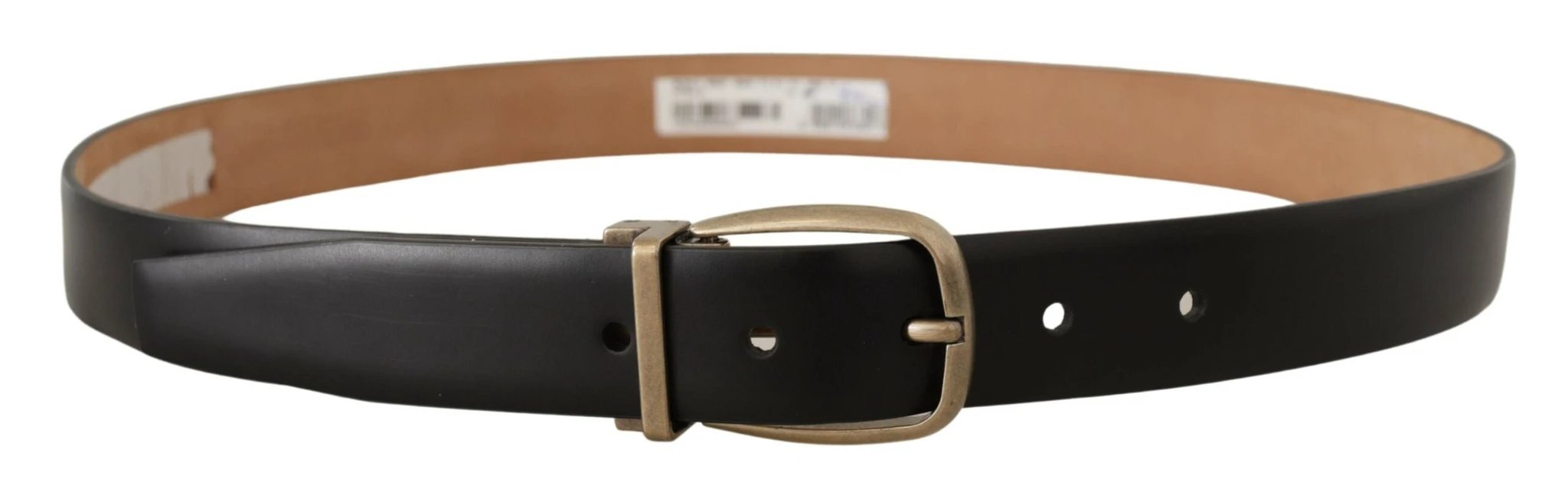 Dolce & Gabbana Black Brown Backend Leather Vintage Metal Buckle Belt by Dolce & Gabbana
