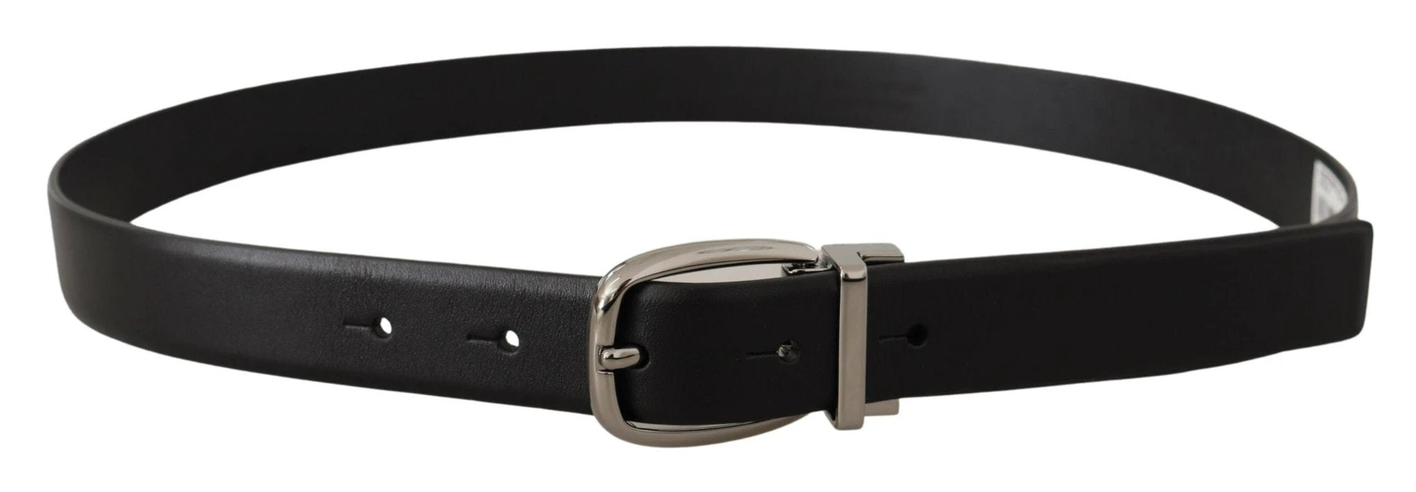 Dolce & Gabbana Black Leather Silver Metal Chrome Logo Buckle Belt by Dolce & Gabbana