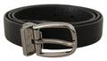 Dolce & Gabbana Black Leather Chrome Logo Metal Buckle Belt by Dolce & Gabbana