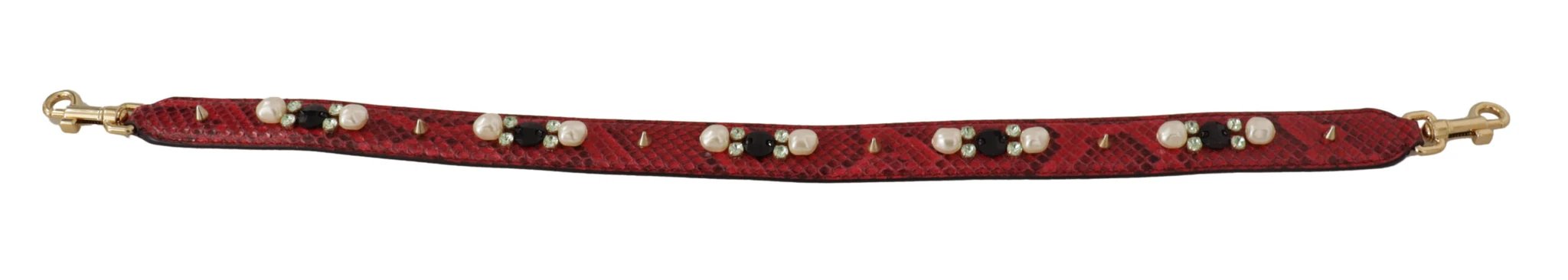 Dolce & Gabbana Red Exotic Leather Crystals Bag Shoulder Strap by Dolce & Gabbana