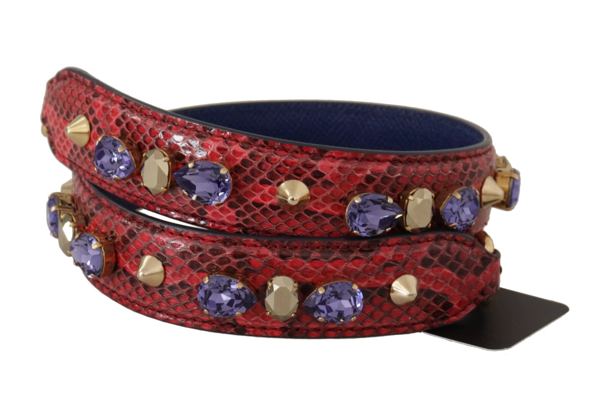 Dolce & Gabbana Red Exotic Leather Crystals Bag Shoulder Strap by Dolce & Gabbana