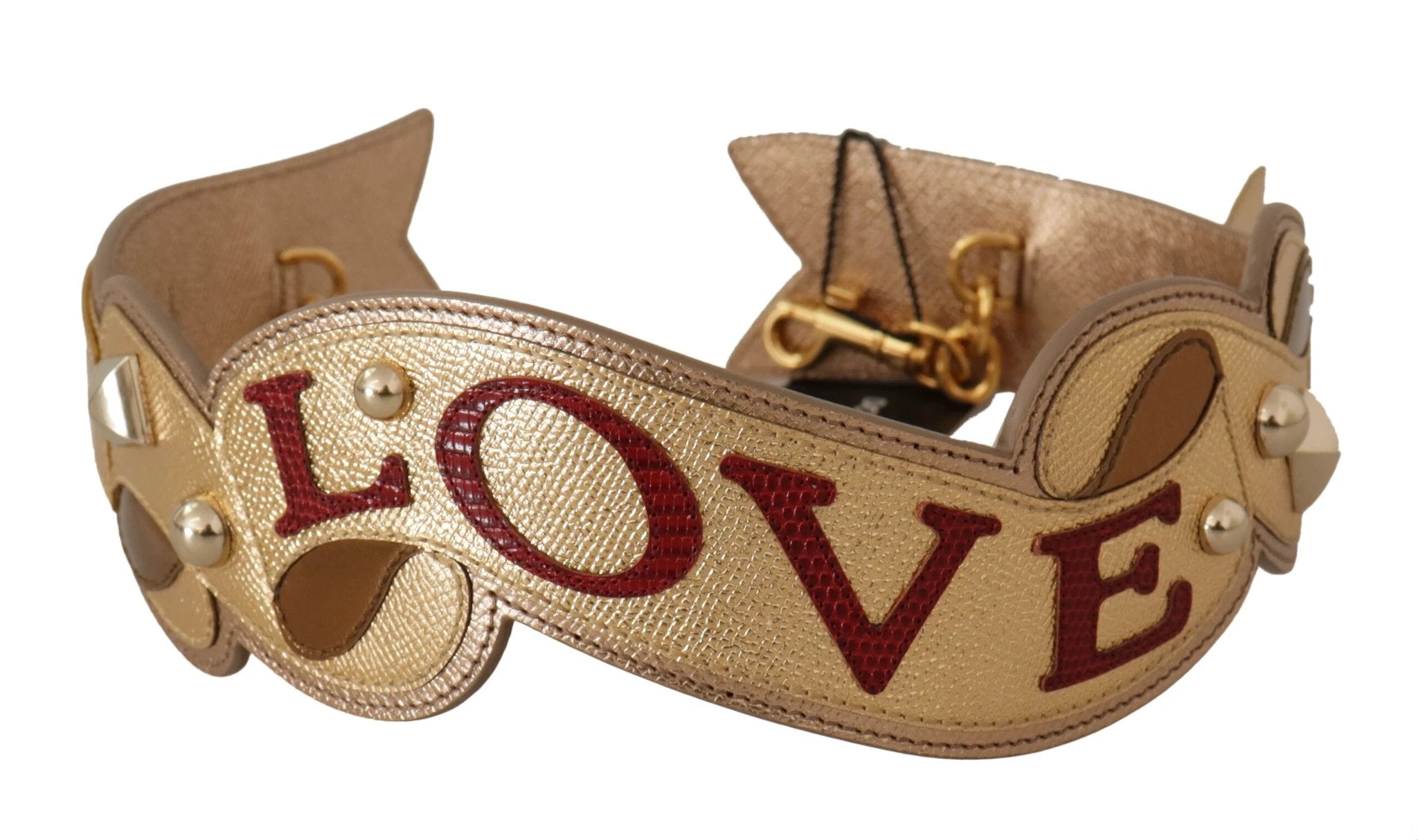 Dolce & Gabbana Gold Leather LOVE Patch Bag Shoulder Strap by Dolce & Gabbana
