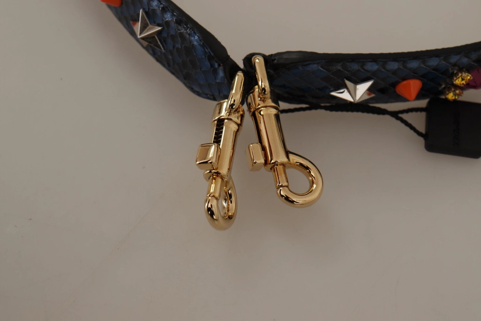 Dolce & Gabbana Blue Exotic Leather Crystals Reversible Shoulder Strap by Dolce & Gabbana