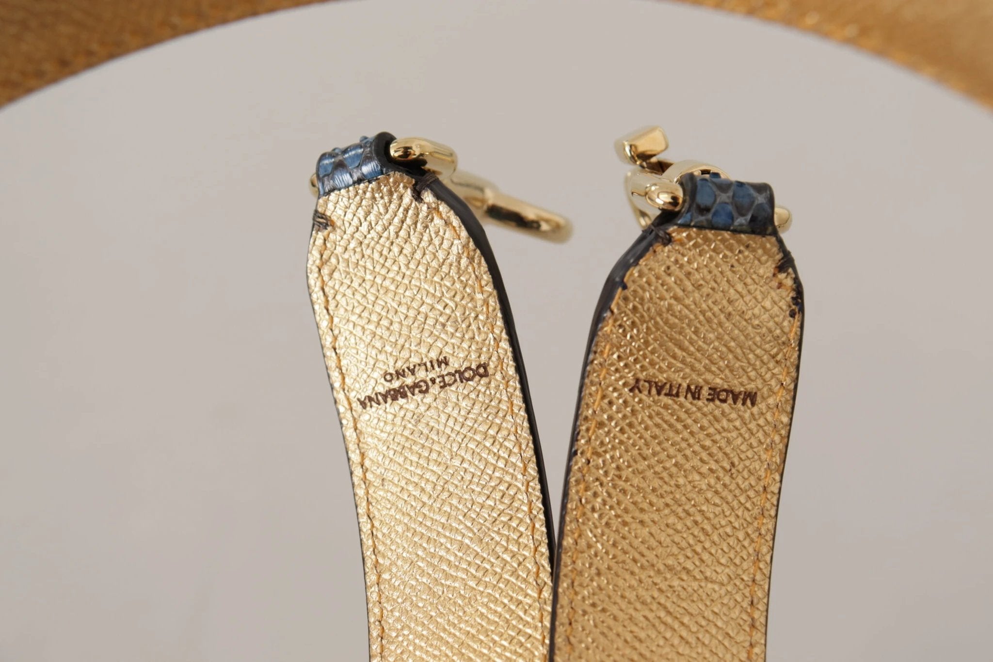 Dolce & Gabbana Blue Exotic Leather Crystals Shoulder Strap by Dolce & Gabbana